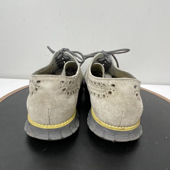 Cole Haan Suede Leather Wingtip Oxford Dress Shoes Men 9M Perforated Tan Casual - Picture 8 of 12